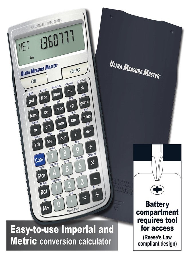 Calculated Industries 8025 Ultra Measure Master Professional Grade U.S. Standard to Metric Conversion Calculator Tool for Engineers, Architects, Builders, Scientists and Students | 60+ Units Built-in, Silver - Image 2