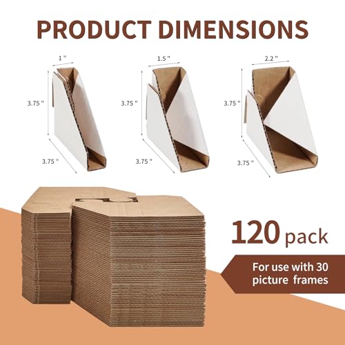 Mardili 120 PACK Adjustable Picture Frame Cardboard Corner Protectors for Shipping, Packing or Moving Art - Pack of 120 - Fold 3 ways to fit frames from 0.5" - 1.5" (120 pack) - Image 2