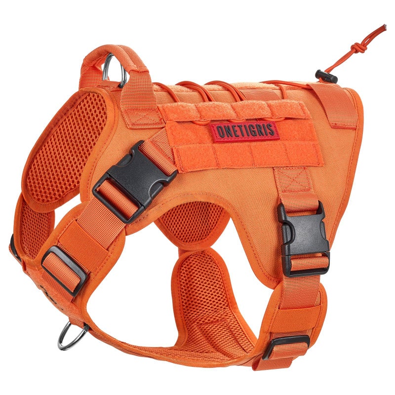 OneTigris Tactical Dog Harness Vest,No-Pull Service Dog Vest with Hook & Loop Panels,Adjustable Dog Vest Harness for Walking Hiking Training(Orange,M) - Image 1