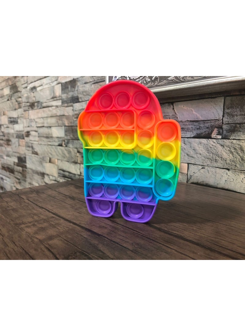 HYD - Pop It Push Bubble Fidget Mental Stress Toy Rainbow Alien Shaped - Image 1