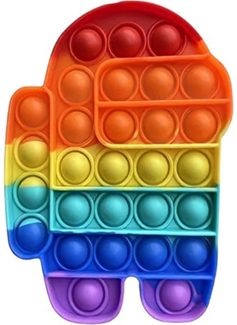 HYD - Pop It Push Bubble Fidget Mental Stress Toy Rainbow Alien Shaped - Image 1