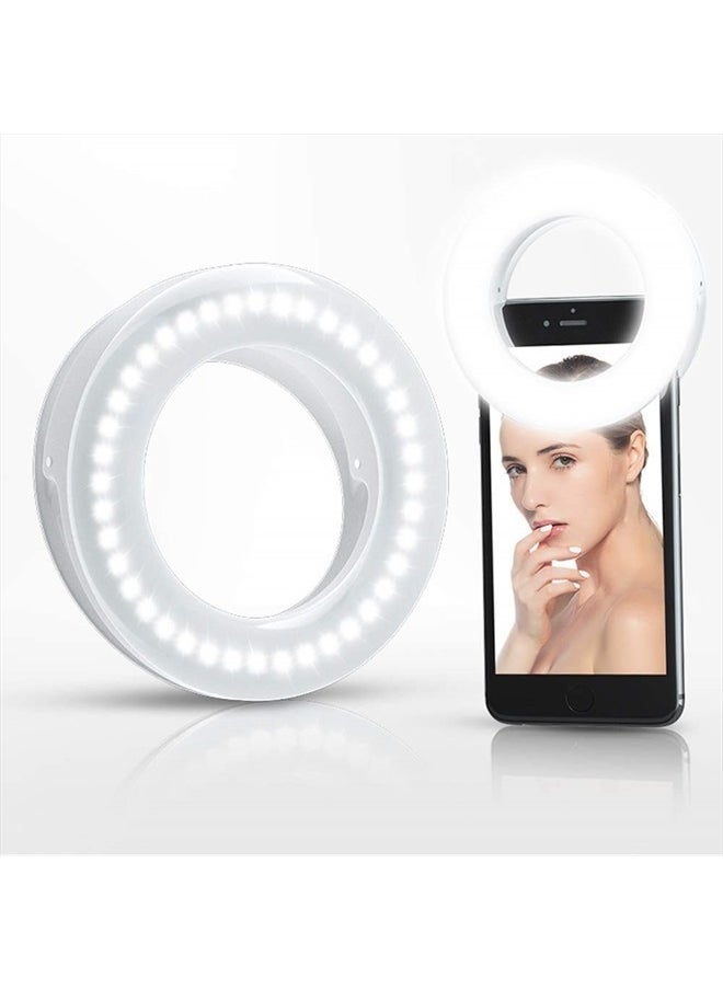 XINBAOHONG Selfie Ring Light Rechargeable Portable Clip-on Selfie Fill Light with 40 LED for Smart Phone Photography, Camera Video, Girl Makes up  - Image 1