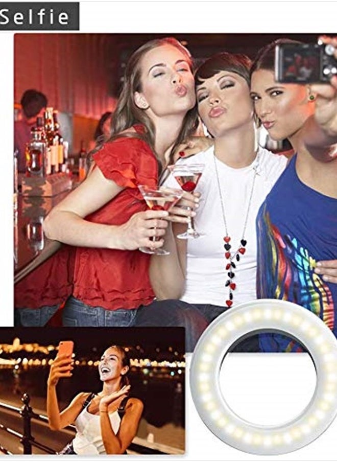XINBAOHONG Selfie Ring Light Rechargeable Portable Clip-on Selfie Fill Light with 40 LED for Smart Phone Photography, Camera Video, Girl Makes up  - Image 4