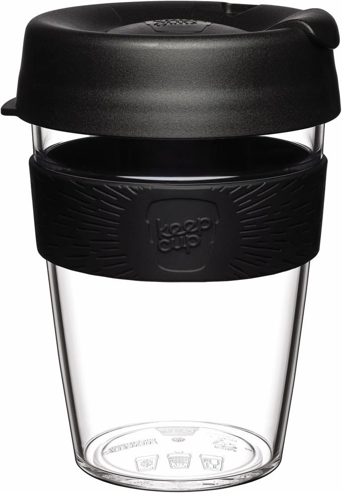ORIGINAL LIGHTWEIGHT REUSABLE COFFEE CUP WITH SPLASHPROOF SIPPER LID 12OZ340ML BLACK