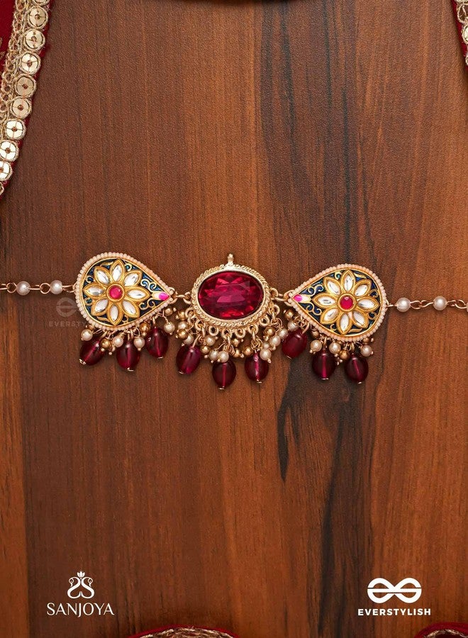 SANJOYA BY EVERSTYLISH Sindurini Vermilion Grace Statement Kundan Polki Necklace With Red Gemstones And Enamel Accents Lightweight Jewelry For Women | Party, Festive, Wedding & Gifting - Image 4