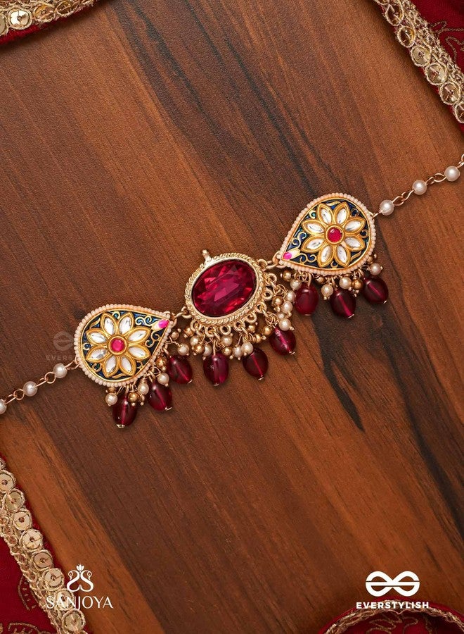 SANJOYA BY EVERSTYLISH Sindurini Vermilion Grace Statement Kundan Polki Necklace With Red Gemstones And Enamel Accents Lightweight Jewelry For Women | Party, Festive, Wedding & Gifting - Image 3