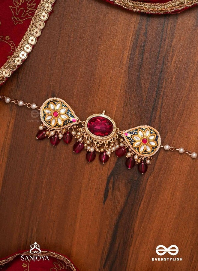 SANJOYA BY EVERSTYLISH Sindurini Vermilion Grace Statement Kundan Polki Necklace With Red Gemstones And Enamel Accents Lightweight Jewelry For Women | Party, Festive, Wedding & Gifting - Image 5