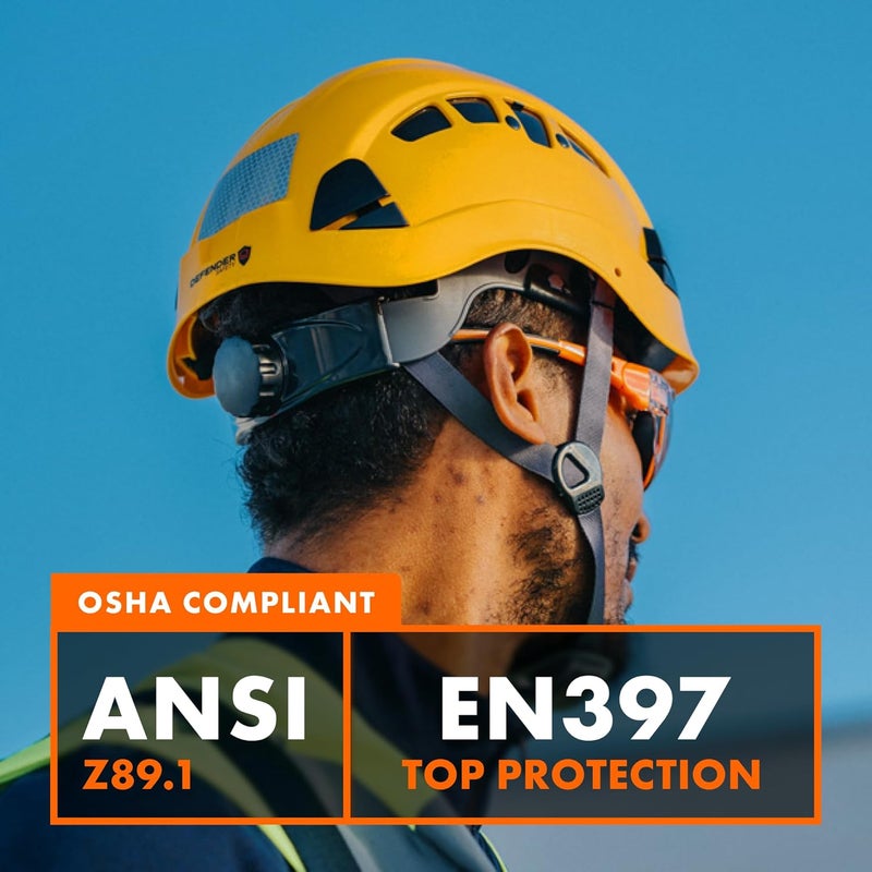Defender Safety H1-CH Safety Helmet Hard Hat ANSI Z89.1 (Safety Yellow) - Image 5