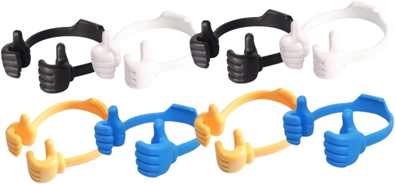 8pcs Universal Phone Stand and Tablet Holder Set for Desk, Desktop Mobile Phone Mounts with Thumbs-up Design, Multi-Color (Blue, Yellow, Black, White) - Image 1