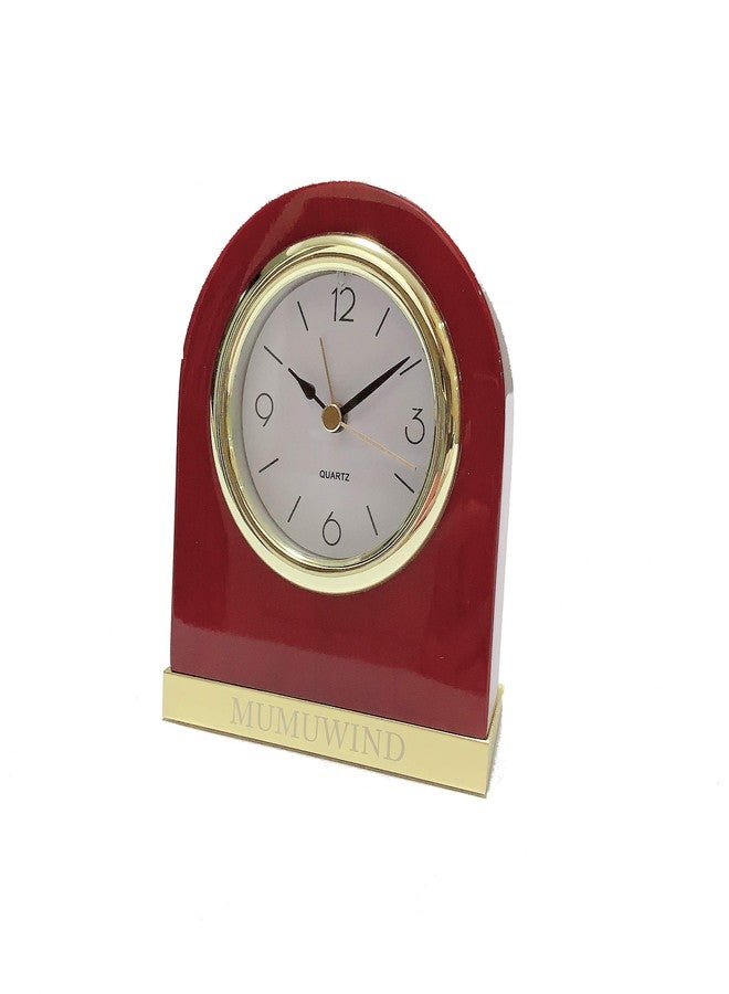 ساعة مكتب صغيرة كلاسيكية من MUMUWIND بقاعدة فضية. ساعة طاولة صغيرة بتصميم ريترو، هدية تذكارية أنيقة بجانب السرير، هدية تقاعد أو ذكرى سنوية للمديرين التنفيذيين (أحمر). - Image 2