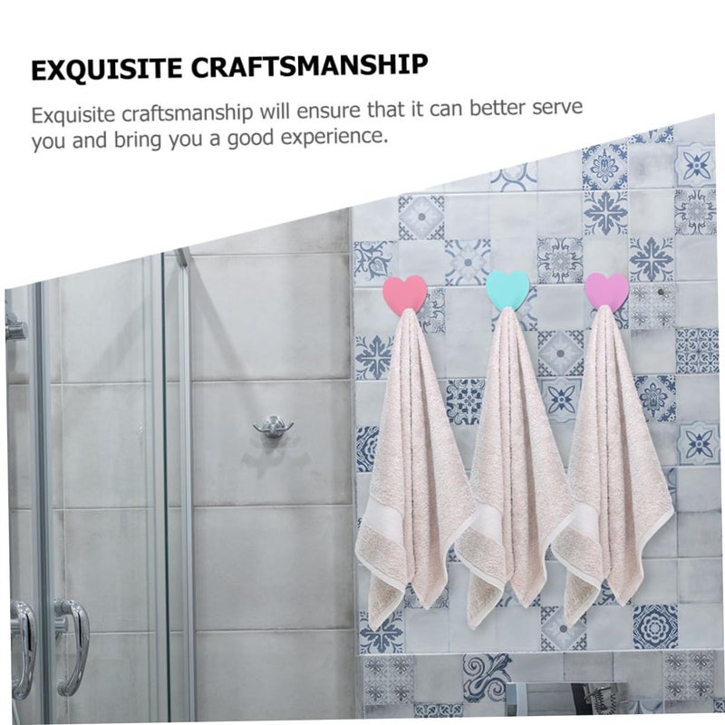 6 Pcs Self Adhesive Heart Shaped Wall Hooks Decorative Home Hangers White - Image 4
