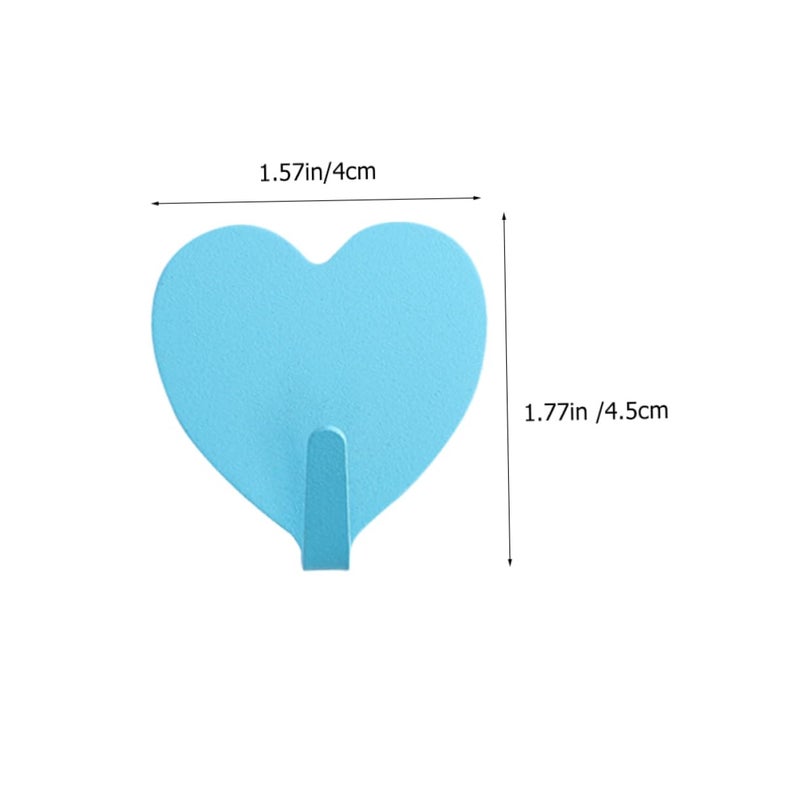 6 Pcs Self Adhesive Heart Shaped Wall Hooks Decorative Home Hangers White - Image 3