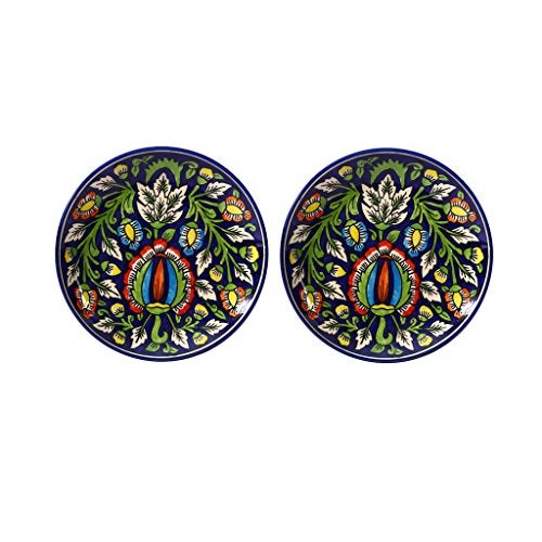 Caffeine Ceramic Handmade Blue Jaipuri Quarter Plate 7”(Set of 2) - Image 3