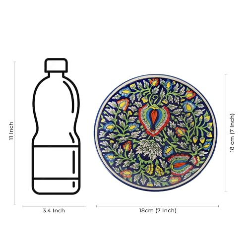 Caffeine Ceramic Handmade Blue Jaipuri Quarter Plate 7”(Set of 2) - Image 4