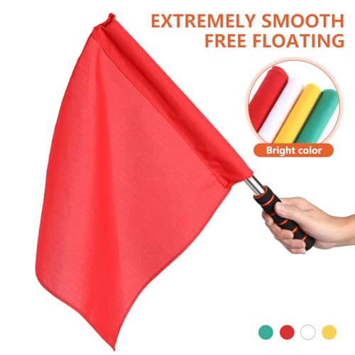 HANABASS Referee Flag Set with Stainless Steel Poles and Sponge Handles High Visibility Hand Signal Flags 17.7X14.2In for Soccer Track Volleyball Officiating - Image 3