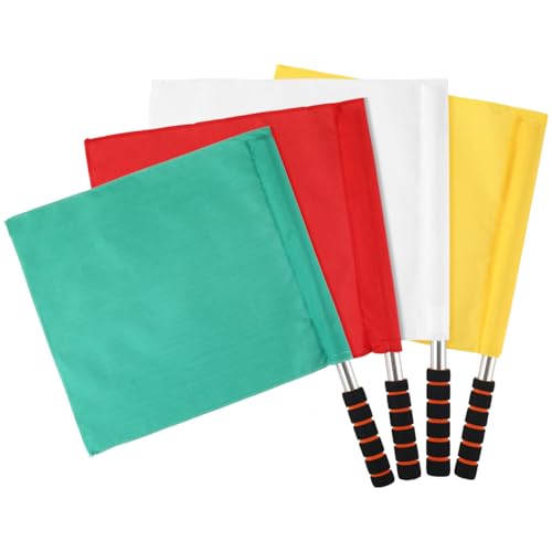 HANABASS Referee Flag Set with Stainless Steel Poles and Sponge Handles High Visibility Hand Signal Flags 17.7X14.2In for Soccer Track Volleyball Officiating - Image 1