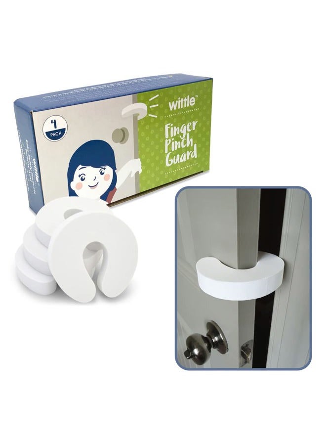 Wittle Baby Proofing Door Stopper - 4pk, Soft EVA Foam Finger Pinch Guard, Prevents Injuries, Slamming Doors, Child or Pet from Getting Locked in Room, White - Image 1