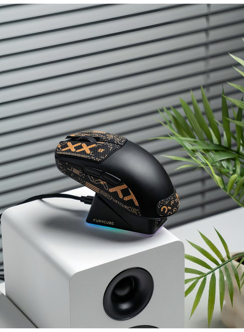 FURYCUBE G13Pro Lightweight Wireless Gaming Mouse with RGB Charging Dock, Tri-Mode 2.4G/USB-C Wired/BT, 22K DPI, PAW3311 Optical Sensor, HUYU Switch, 5 Programmable Keys for PC/Mac (Black & Sticker) - Image 2