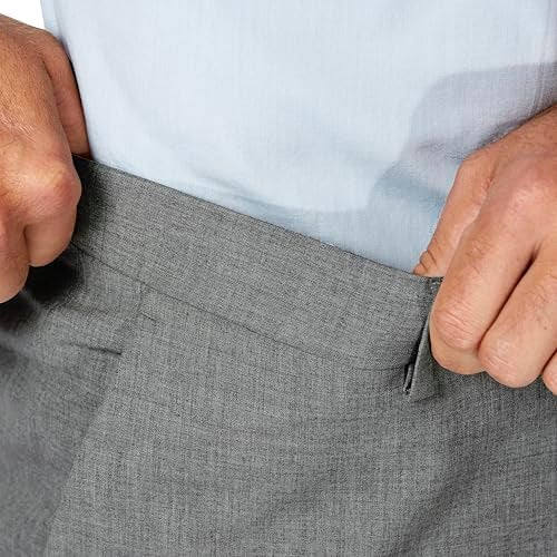 Haggar J.M. Haggar Men's Stretch Superflex Waist Slim Fit Flat Front Dress Pant, Light Grey, 32Wx29L - Image 2