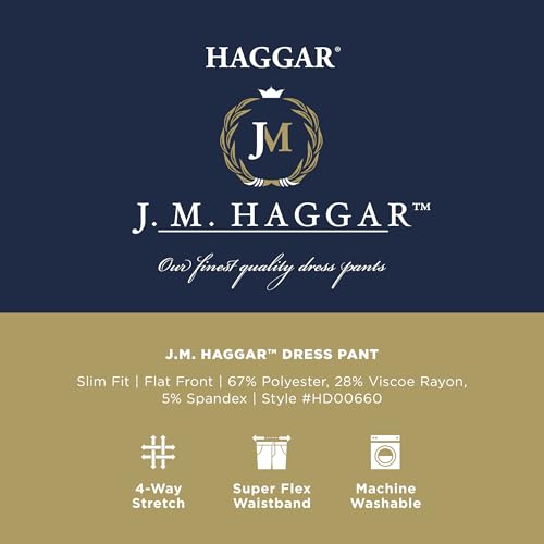 Haggar J.M. Haggar Men's Stretch Superflex Waist Slim Fit Flat Front Dress Pant, Light Grey, 32Wx29L - Image 3