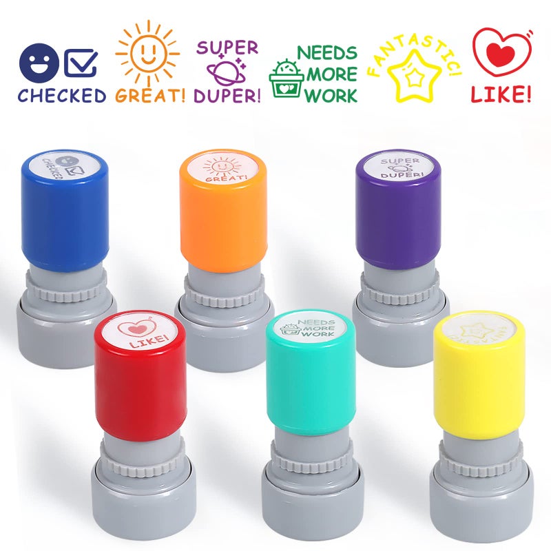 6 Pieces Teacher Stamps SelfInking for Teachers School Supplies for Classroom Encouraging Comments