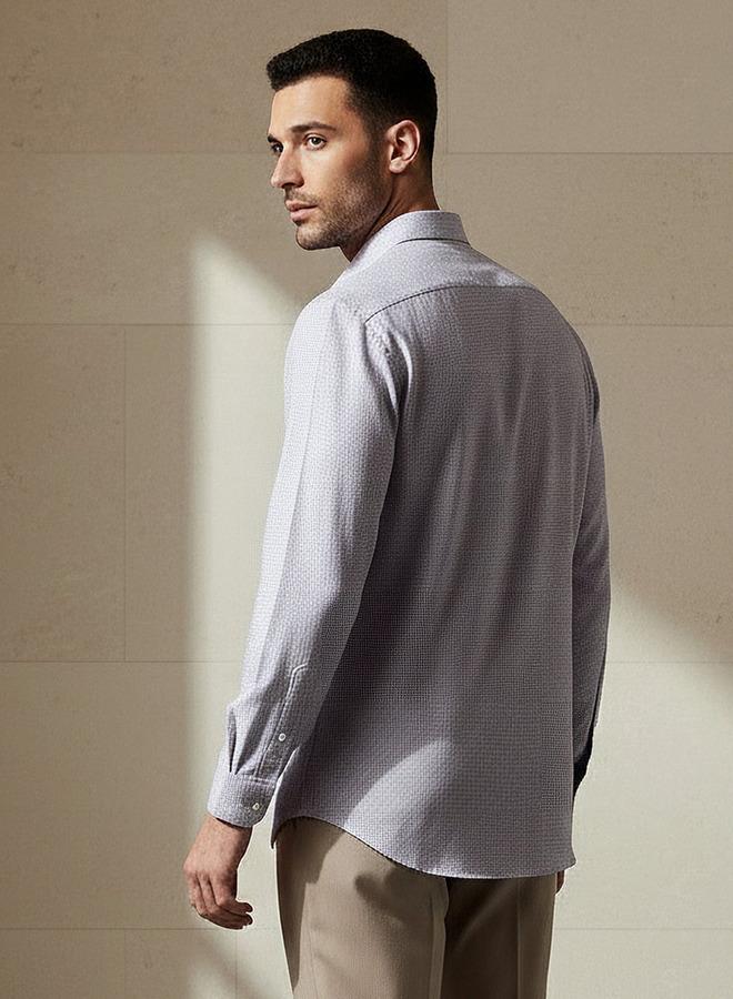 Splash FAV Men Slim Fit Collared Textured Long Sleeve Shirt - Image 3