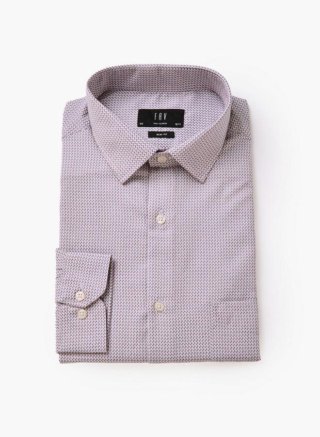 Splash FAV Men Slim Fit Collared Textured Long Sleeve Shirt - Image 5
