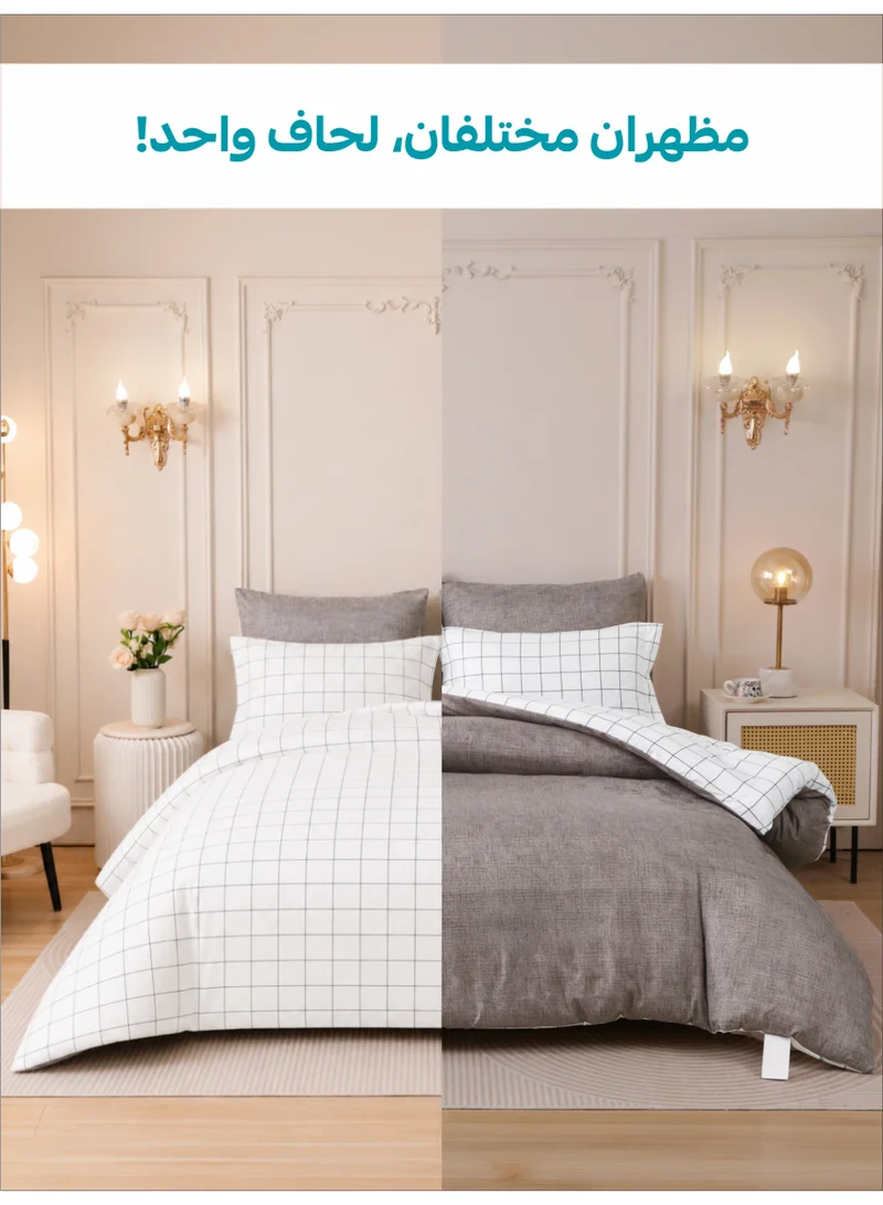 Donetella QUEEN (180x200 cm) Printed Duvet Set, Queen Size Fits 180x200 cm - 4-Pcs Bed Set, Brushed Microfiber Fabric - 1 Duvet Cover, 1 Fitted Sheet, 1 Pillow Shams, 1 Pillowcases (Filler Not Included)  | Best Price UAE
