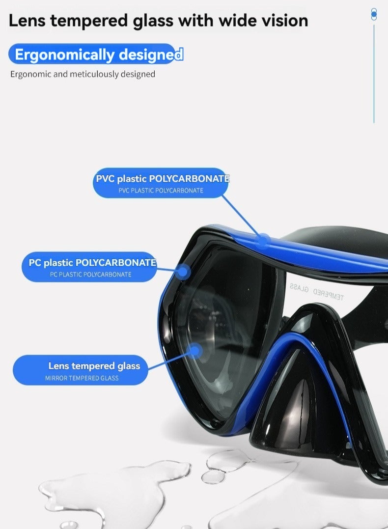 M MIAOYAN Adult Men’s and Women’s Snorkeling Gear, 4-in-1 Snorkel Set, featuring a panoramic diving mask with anti-fog and leak-proof design, dry-top snorkel, fins, and a travel bag. - Image 4