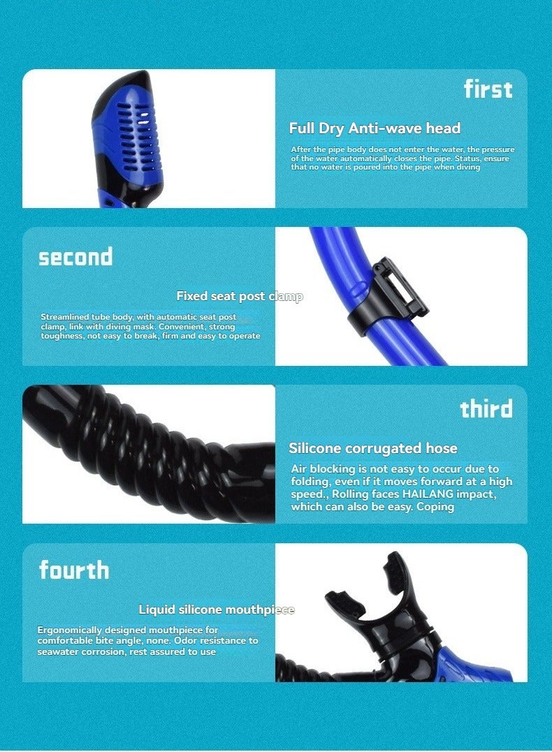 M MIAOYAN Adult Men’s and Women’s Snorkeling Gear, 4-in-1 Snorkel Set, featuring a panoramic diving mask with anti-fog and leak-proof design, dry-top snorkel, fins, and a travel bag. - Image 5