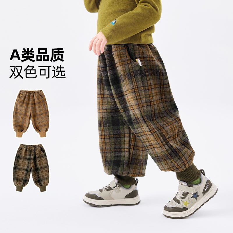 Dudu Children'S Pformed Trousers Fleece-Lined Boys' Trousers Winter Boys' Foot-Tied Trousers Girls' Trousers Children'S Wear Trendy - Image 3