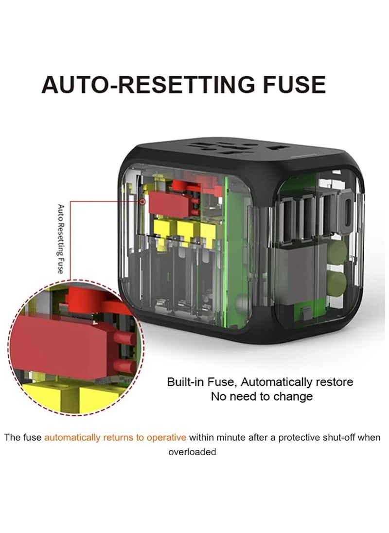 Arabest Universal Travel Power Adapter,100-250V 5A International Wall Charger,  4 USB Ports Adapter Plug, Worldwide AC Outlet Plugs Adapters for Europe, UK, US, AU, Asia - Image 4