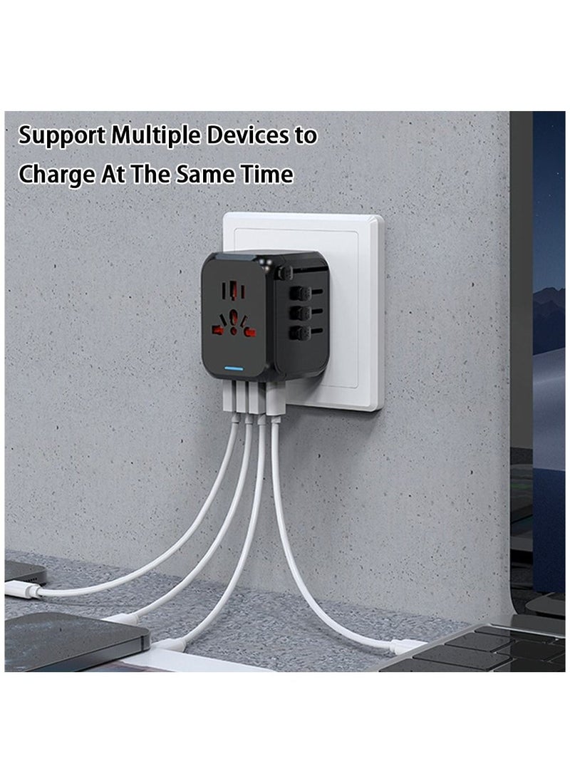 Arabest Universal Travel Power Adapter,100-250V 5A International Wall Charger,  4 USB Ports Adapter Plug, Worldwide AC Outlet Plugs Adapters for Europe, UK, US, AU, Asia - Image 5