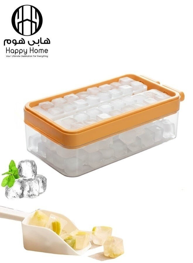 Happy Home Ice Cube Tray with Lid and Storage Container – Dual Ice Mold with Two Separate Sections, Each Section Makes 16 Ice Cubes – Easy-Release Lever Mechanism for Effortless Ice Removal – Leakproof Ice Cube Maker Tray for Freezer, Food-Grade Plastic Ice Molds, Durable and Easy to Clean for Daily Use - Image 1