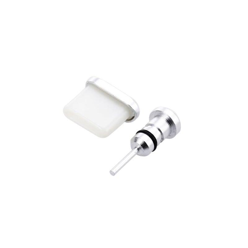 Universal 3.5mm Jack Dust Plugs 2 in 1 Set Silver Color Anti Dust Port Protectors - Image 2