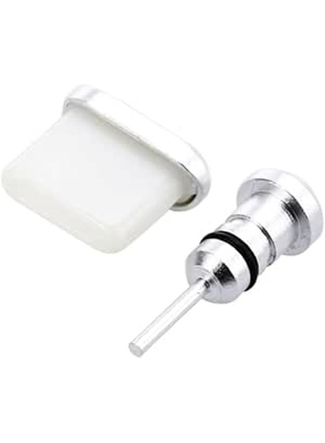 Universal 3.5mm Jack Dust Plugs 2 in 1 Set Silver Color Anti Dust Port Protectors - Image 1