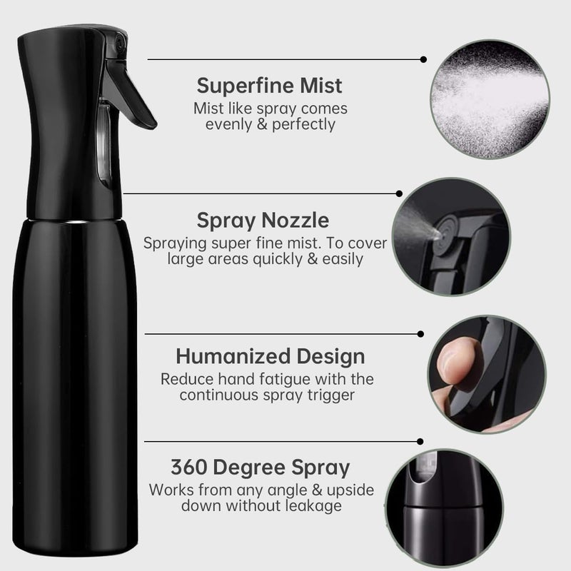ECVV 500ml Continuous Spray Bottle Plastic Empty Hair Mist Sprayer Ultra Fine Water Mister for Hairstyling Cleaning Salons Plants Pet Care (Black) - Image 2