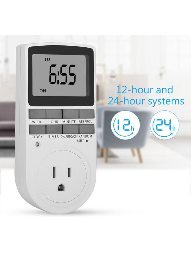 12/24-hour Timer Switch Socket Summer Time/Random Function Modes Smart Timer Socket -