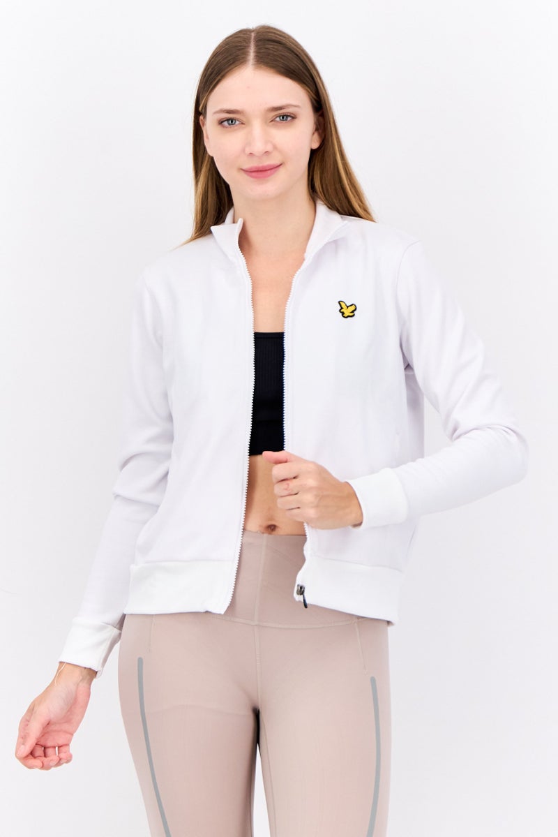 Lyle & Scott سويت شيرت نسائي برقبة عالية بشعار العلامة التجارية، أبيض - Image 1