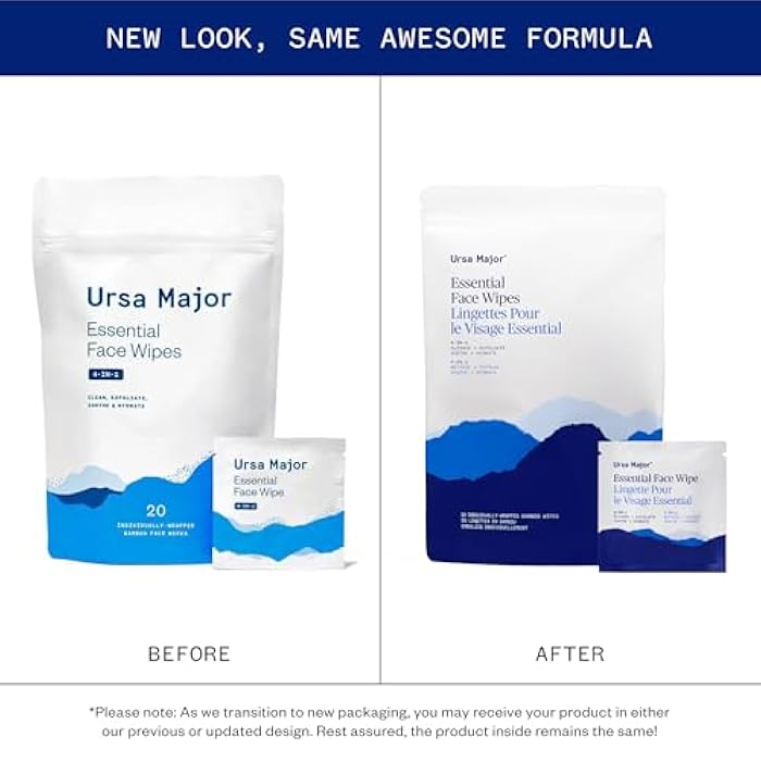 Ursa Major Essential Face Wipes | Natural, Biodegradable, Cruelty-Free | Cleanse, Exfoliate, Soothe and Hydrate | Individually Wrapped | 20 Count - Image 2