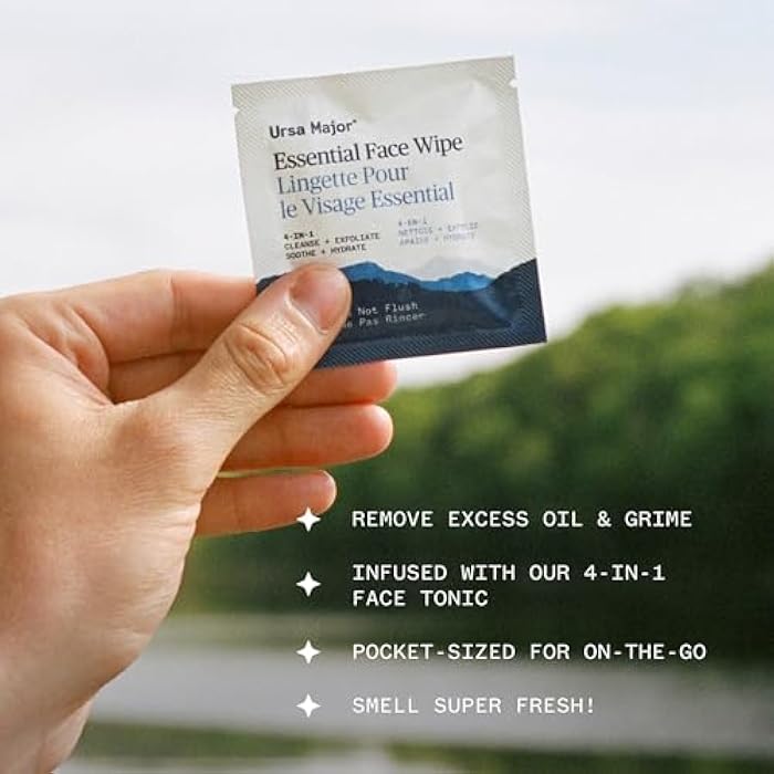 Ursa Major Essential Face Wipes | Natural, Biodegradable, Cruelty-Free | Cleanse, Exfoliate, Soothe and Hydrate | Individually Wrapped | 20 Count - Image 4