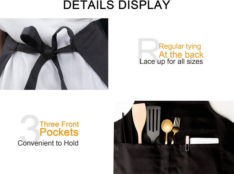 ablieve Apron for Women Men with 2 Pockets, Adjustable Kitchen Chef Apron,BBQ Restaurant Apron for Cooking Baking Gardening - Image 2