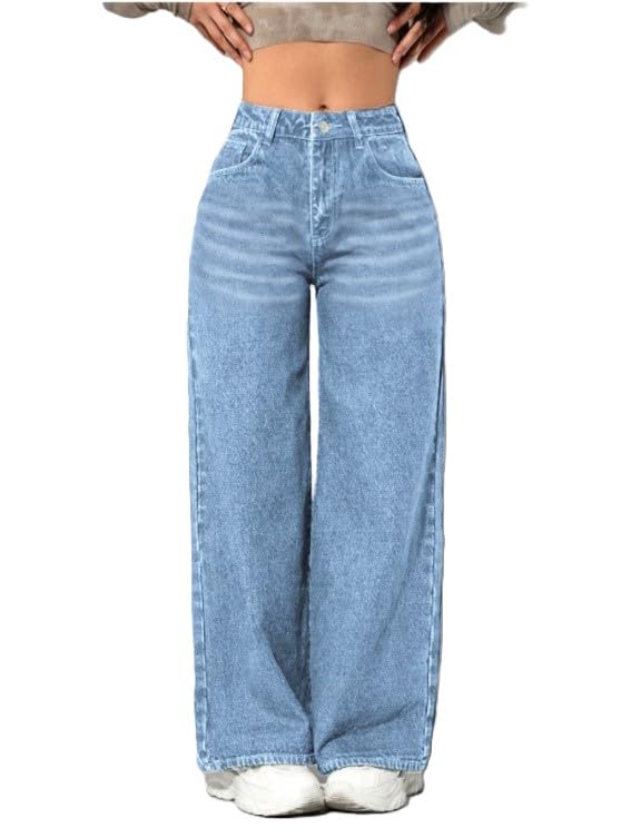 Ben Martin Baggy Jeans for Women || Women,s Loose Jean Pants || Oversized Jean's for Women's || Wide Leg Jean,s for Woman || Casual Jins for Woman's || Loose Jin Pant for Woman,s Light Blue 03-28 - Image 1