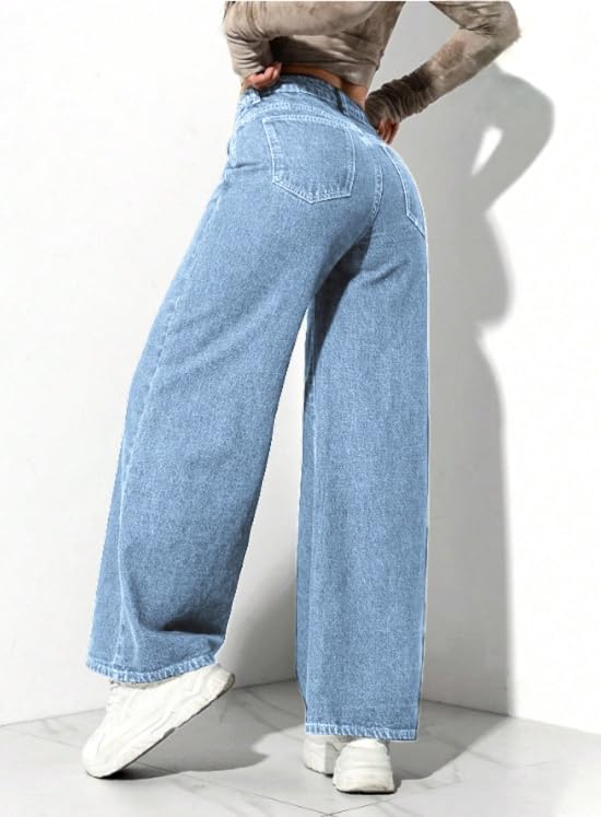 Ben Martin Baggy Jeans for Women || Women,s Loose Jean Pants || Oversized Jean's for Women's || Wide Leg Jean,s for Woman || Casual Jins for Woman's || Loose Jin Pant for Woman,s Light Blue 03-28 - Image 2