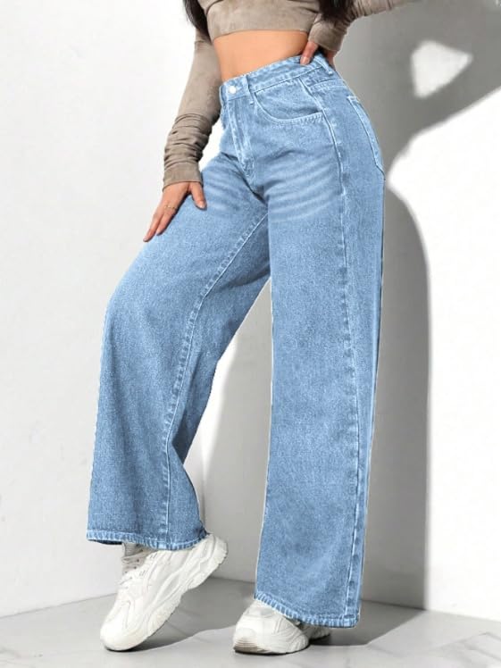Ben Martin Baggy Jeans for Women || Women,s Loose Jean Pants || Oversized Jean's for Women's || Wide Leg Jean,s for Woman || Casual Jins for Woman's || Loose Jin Pant for Woman,s Light Blue 03-28 - Image 4