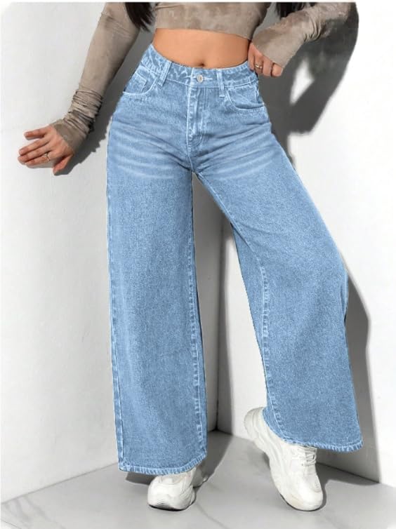 Ben Martin Baggy Jeans for Women || Women,s Loose Jean Pants || Oversized Jean's for Women's || Wide Leg Jean,s for Woman || Casual Jins for Woman's || Loose Jin Pant for Woman,s Light Blue 03-28 - Image 3