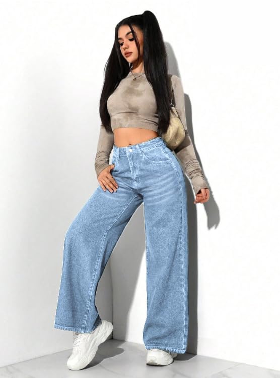 Ben Martin Baggy Jeans for Women || Women,s Loose Jean Pants || Oversized Jean's for Women's || Wide Leg Jean,s for Woman || Casual Jins for Woman's || Loose Jin Pant for Woman,s Light Blue 03-28 - Image 5
