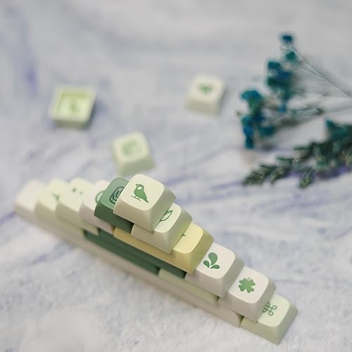 Cmokifuly Botanical Keycaps XDA Profile Custom Keycap for Mechanical Keyboard,144 Keys Set PBT Dye Sublimation Keycaps (Green Botanical Garden) - Image 4