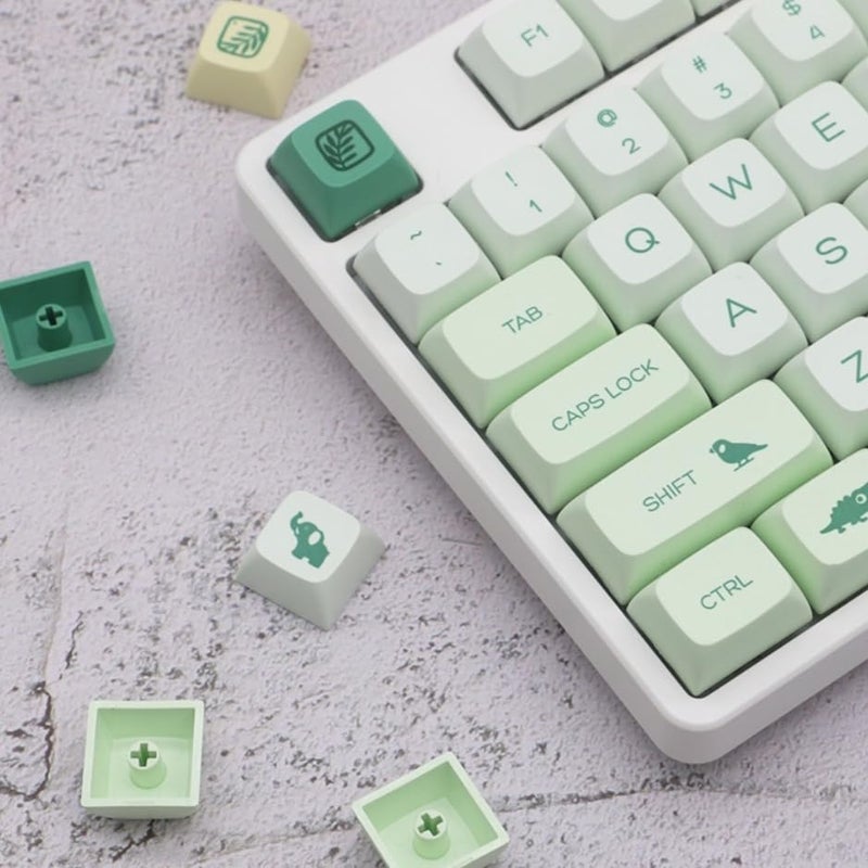 Cmokifuly Botanical Keycaps XDA Profile Custom Keycap for Mechanical Keyboard,144 Keys Set PBT Dye Sublimation Keycaps (Green Botanical Garden) - Image 2