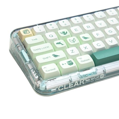 Cmokifuly Botanical Keycaps XDA Profile Custom Keycap for Mechanical Keyboard,144 Keys Set PBT Dye Sublimation Keycaps (Green Botanical Garden) - Image 1